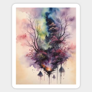 Nature Watercolor Painting Sticker